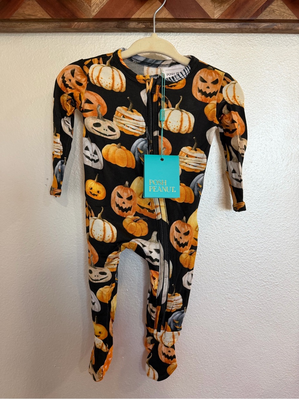 Posh Peanut Hitch Halloween Pumpkin Black & Orange Footie